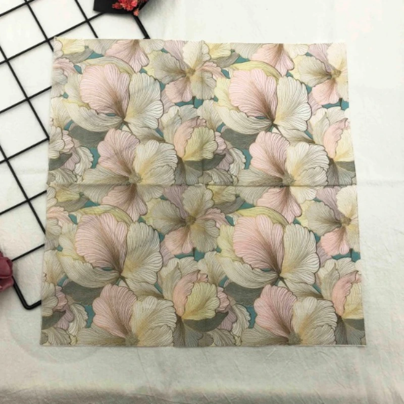 Paper Napkins Colourful Printed Napkins Three-dimensional Flowers Square Napkins Wedding Hotel Party Folding Facial Tissues 20pcs/pac 33*33cm