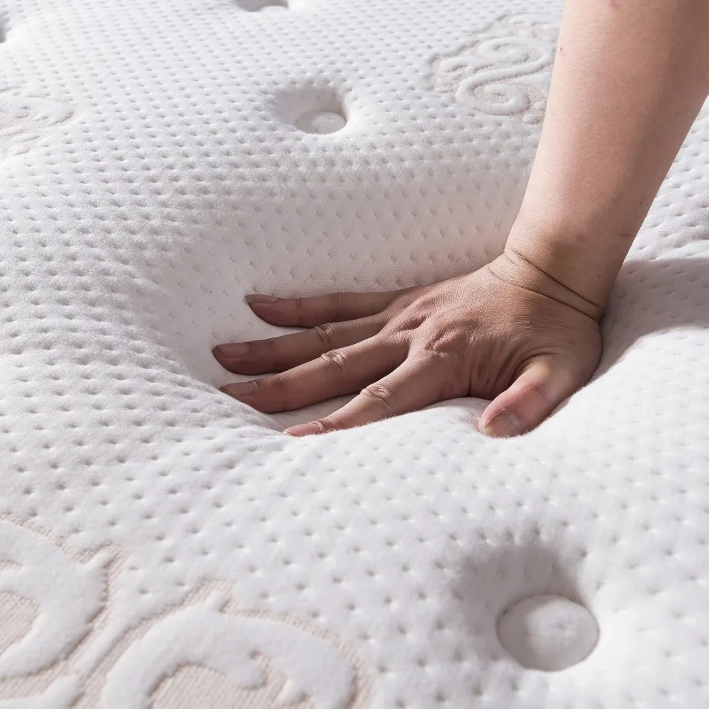 Short Queen Mattress 11.4 Inches Pillow Top Pocket Spring RV Hybrid Mattress, Memory Foam Innerspring Firm Mattress 5