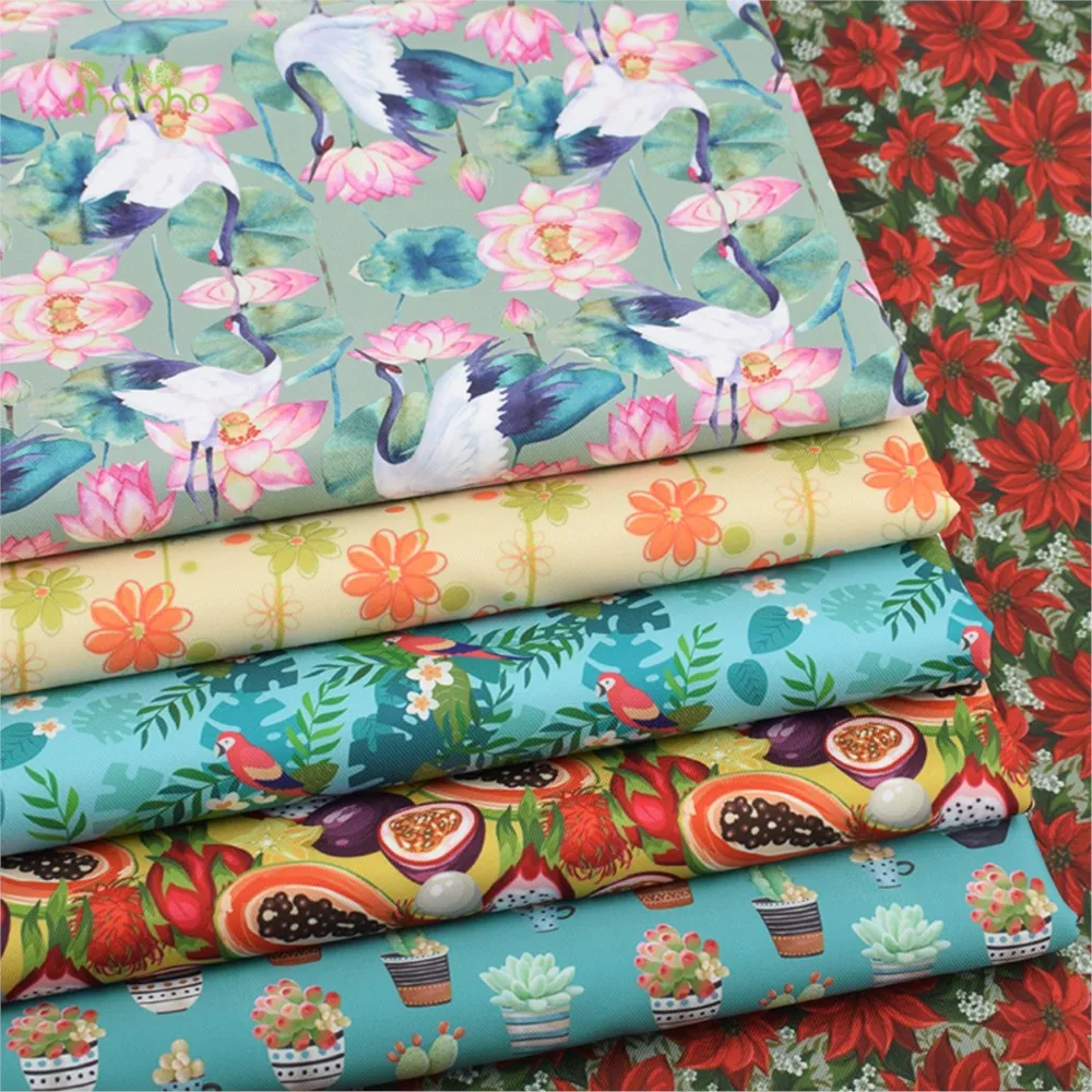 Chainho,Digital Printing Waterproof Fabric,Floral & Cartoon Series,DIY Sewing Material For Handbags & Tablecloth,6 Designs,WP01