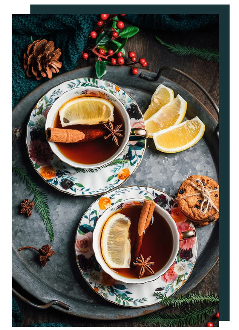 Description Picture 6 of itemCeramic New Bone China European Light Luxury Coffee Cups and Saucers Set Vintage Flower Tea Cups Wedding Gift Accompaniment Gift