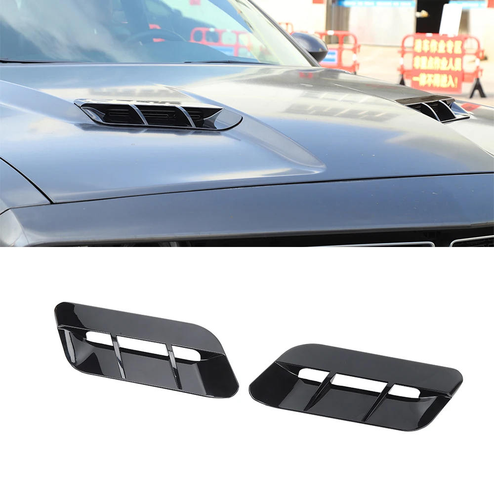 

Front Hood Engine Air Inlet Vent Decoration Cover Trim Carbon Fiber Look Car Exterior Accessories for Dodge Challenger 2015-2023