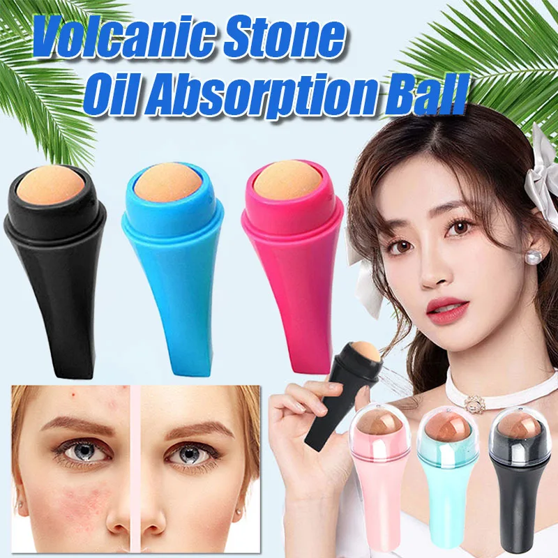 

2 Styles T-Zone Oil Absorbing Ball Natural Volcanic Stone Facial Oil Absorbing Roller Reusable Oil Control Facial Skin Care Tool