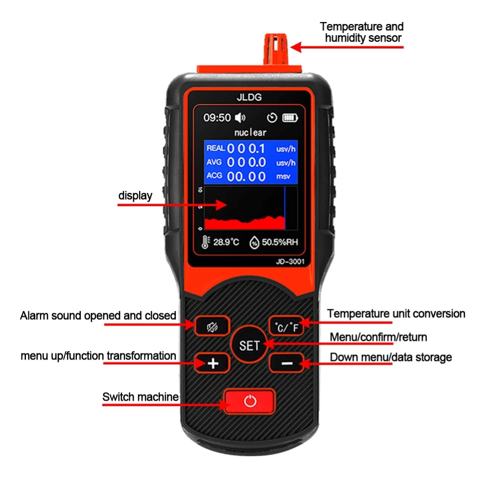 Jd-3001 Geiger Counter Nuclear Radiation Detector Electromagnetic Radiation Detector Electromagnetic Wave Measurement 4
