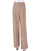 سروال أسود صيفي للنساء ، بنطلون عالي الخصر مع جيوب ، أرجل واسعة مطوي للإناث ، بنطلون صلب ، أو 1