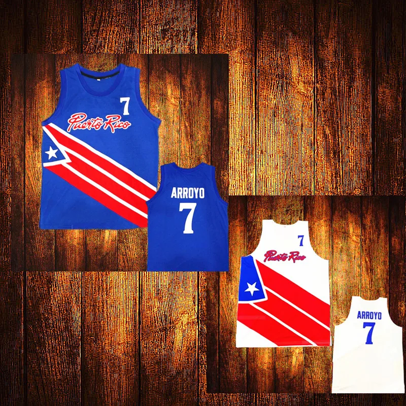 2004 Carlos Arroyo #7 Eddie Casiano #5 Team Puerto Rico Basketball Jerseys Embroidery Youth Kids Adult Any Size And name