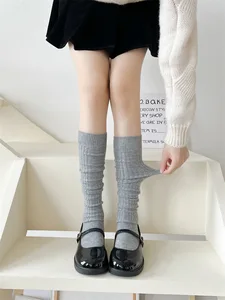 Women's Stockings Fashion Japanese Style Winter New Solid Color Striped Over the Knee Socks Women Long Warm Wool Socks for Lady