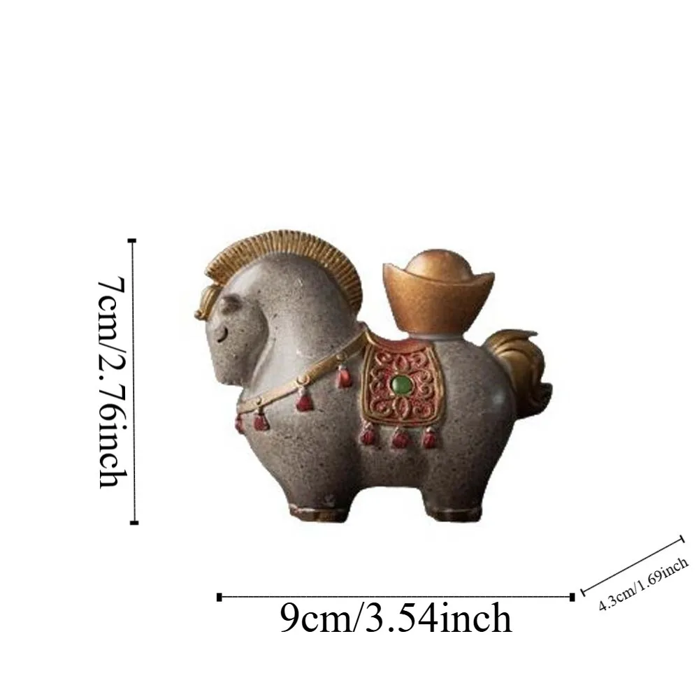 The Tea Favors Tea Pet Horse Sculpture High Temperatures Rotatable Resin Foal Statue Chinese Style Wealth Display