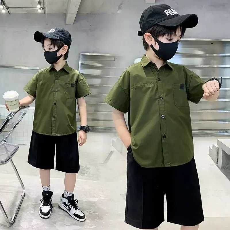 Children's Long Sleeve Shirt For Spring And Autumn Japanese Style Loose Fit Sensible Design Trendy Top For Boys