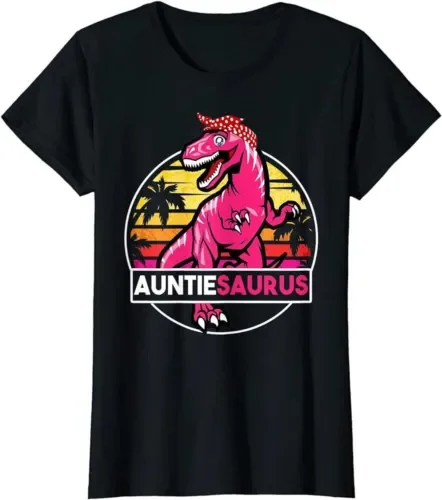 Donna Auntiesaurus Cute T Rex Zia Saurus Dinosaur Zia Camicia Donna Maniche Lunghe O Corte