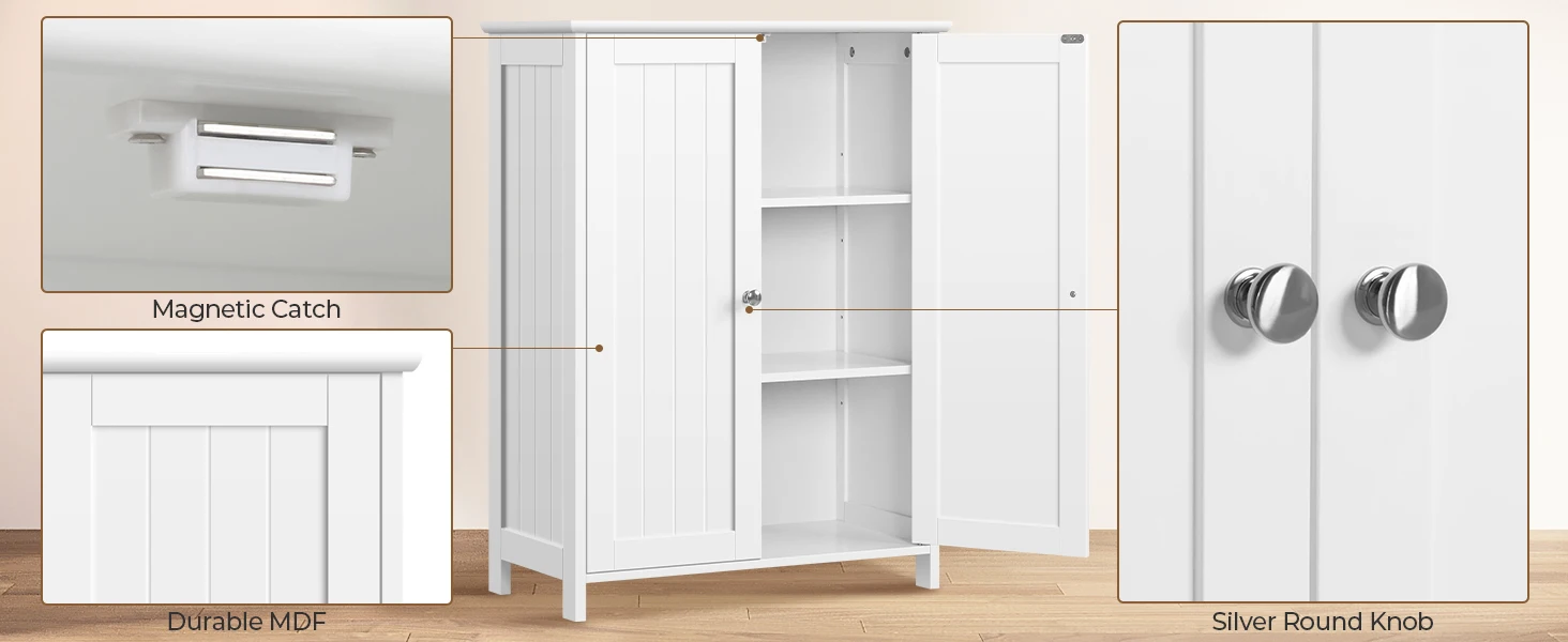 Bathroom storage cabinet white finish
