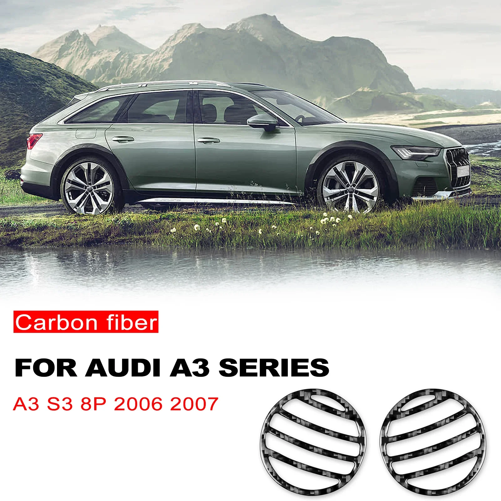 

For Audi A3 S3 8P 2006 2007 Cars Accessories Real Carbon Fiber Sticker Car Defogging Tuyere Frame Trim Cover Outlet Dashboard