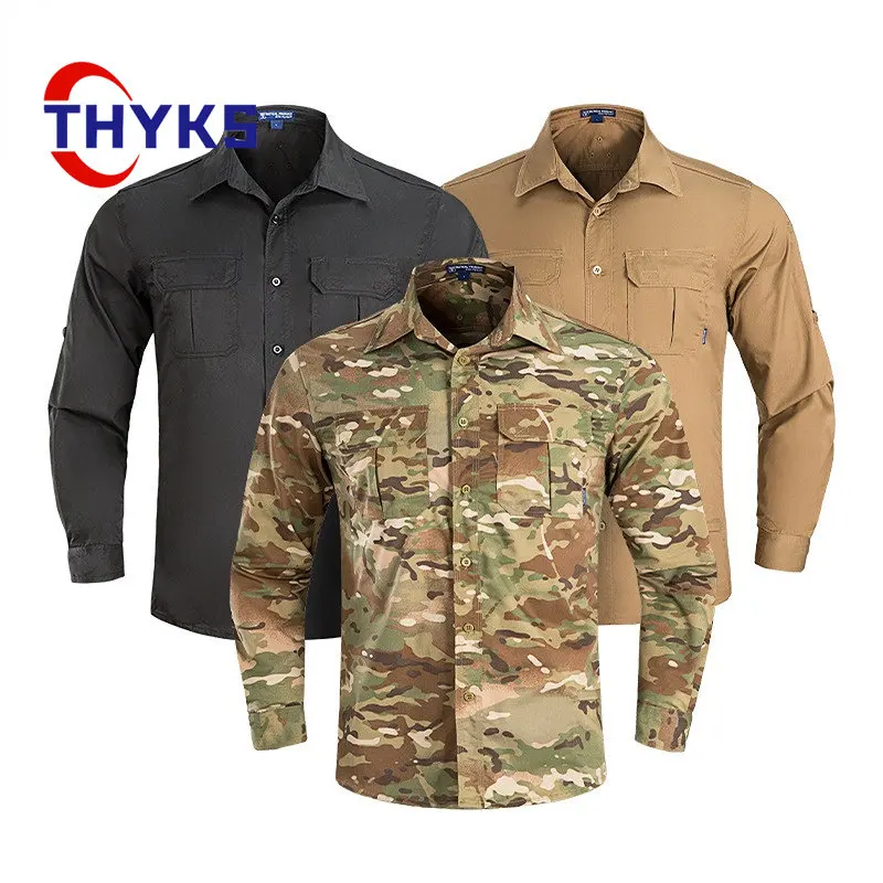

Spring and Summer Men's Tactical Shirt Outdoor Breathable Quick Drying Long Sleeved Large Business Camouflage Shirt Fishing 2023