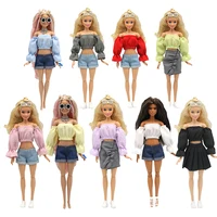 1/6 BJD Doll Clothes For Barbie Doll Outfits Puff Sleeve Shirt Skirt Shorts For Barbie Clothes 11.5" Dollhouse Accessories Toys 1