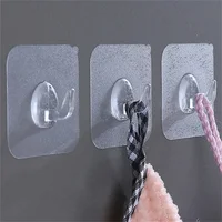 10/5PCS Wall Hooks Transparent Strong Self Adhesive Key Towel Door Wall Hanger Hanging Kitchen Bathroom Accessories Hooks 4