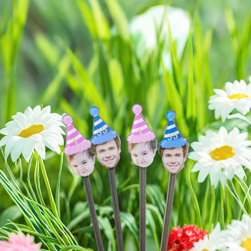 First Birthday Stir Sticks Party Decorations, Drink Stirrers Personalized with Face,Swizzle Sticks, Photo Drink Stirrers