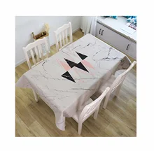 

Cotton Linen Tablecloths, Waterproof Table Covers Triangle Marble Pattern Pink Black Dining Table Coffee Table Deco