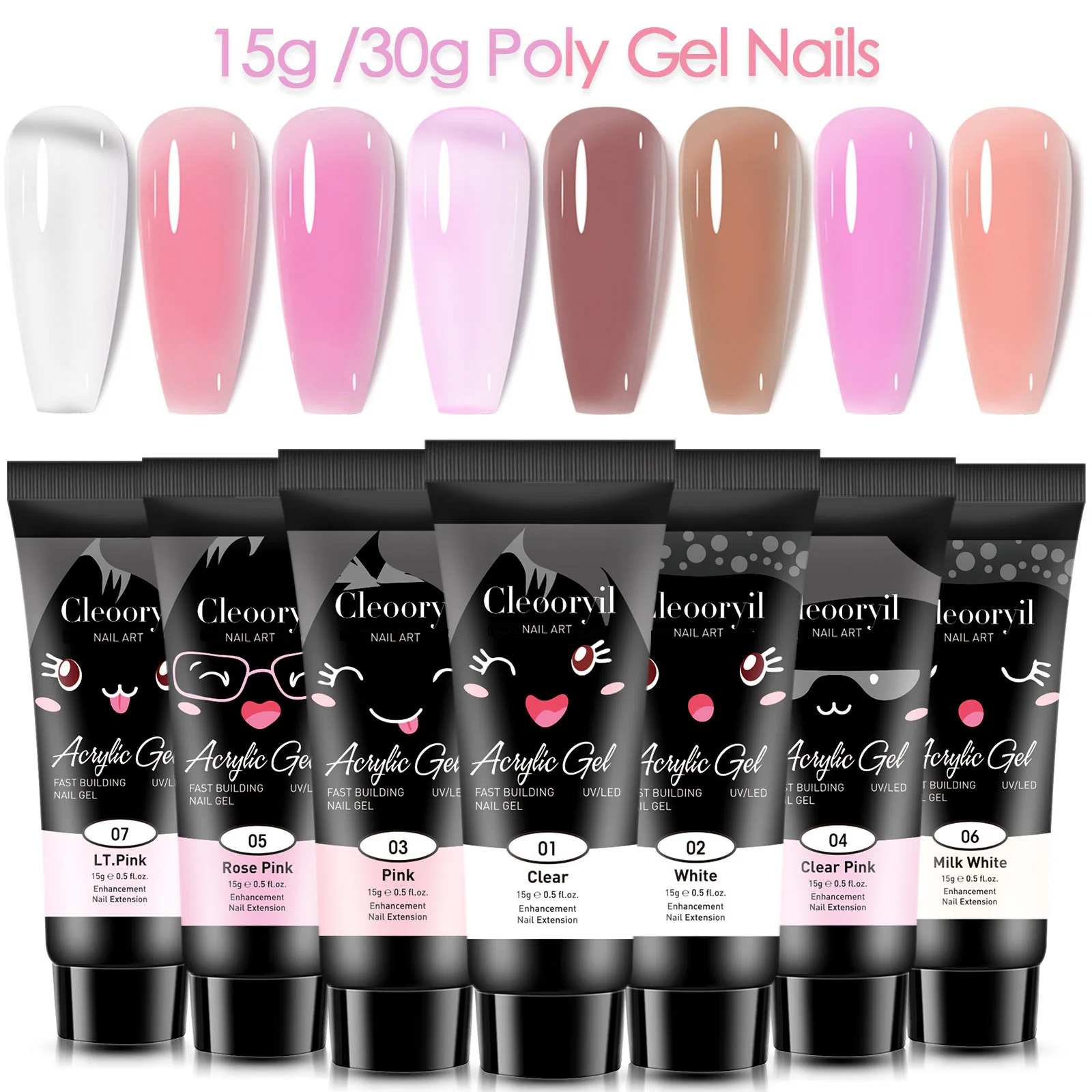 15 ml/30 ml Mehrfarbiges Nagelverlängerungsgel, Acrylgel, UV-LED, Schnellverlängerung, semi-permanentes Harz, Kristallkunst, Kristall-Nagelgel – Detail 7