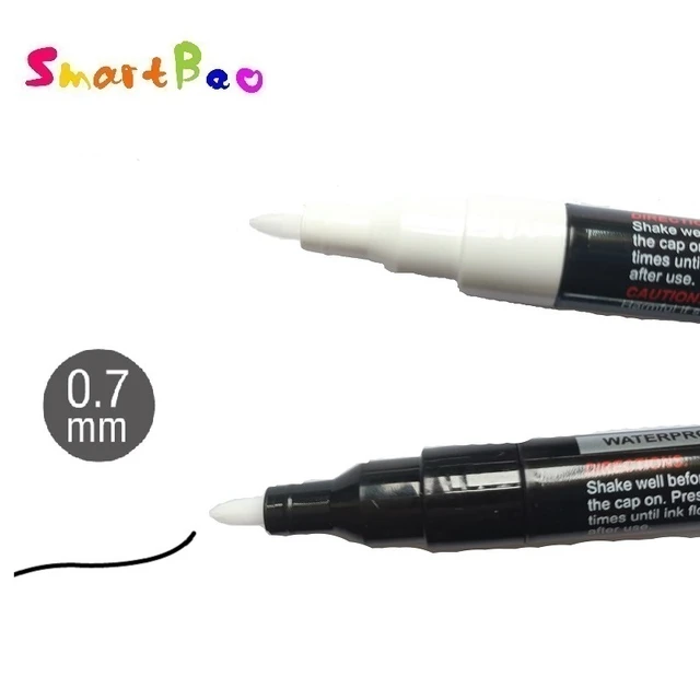 Black Acrylic Paint Pen, 6 Pack 0.7mm Acrylic Black Permanent