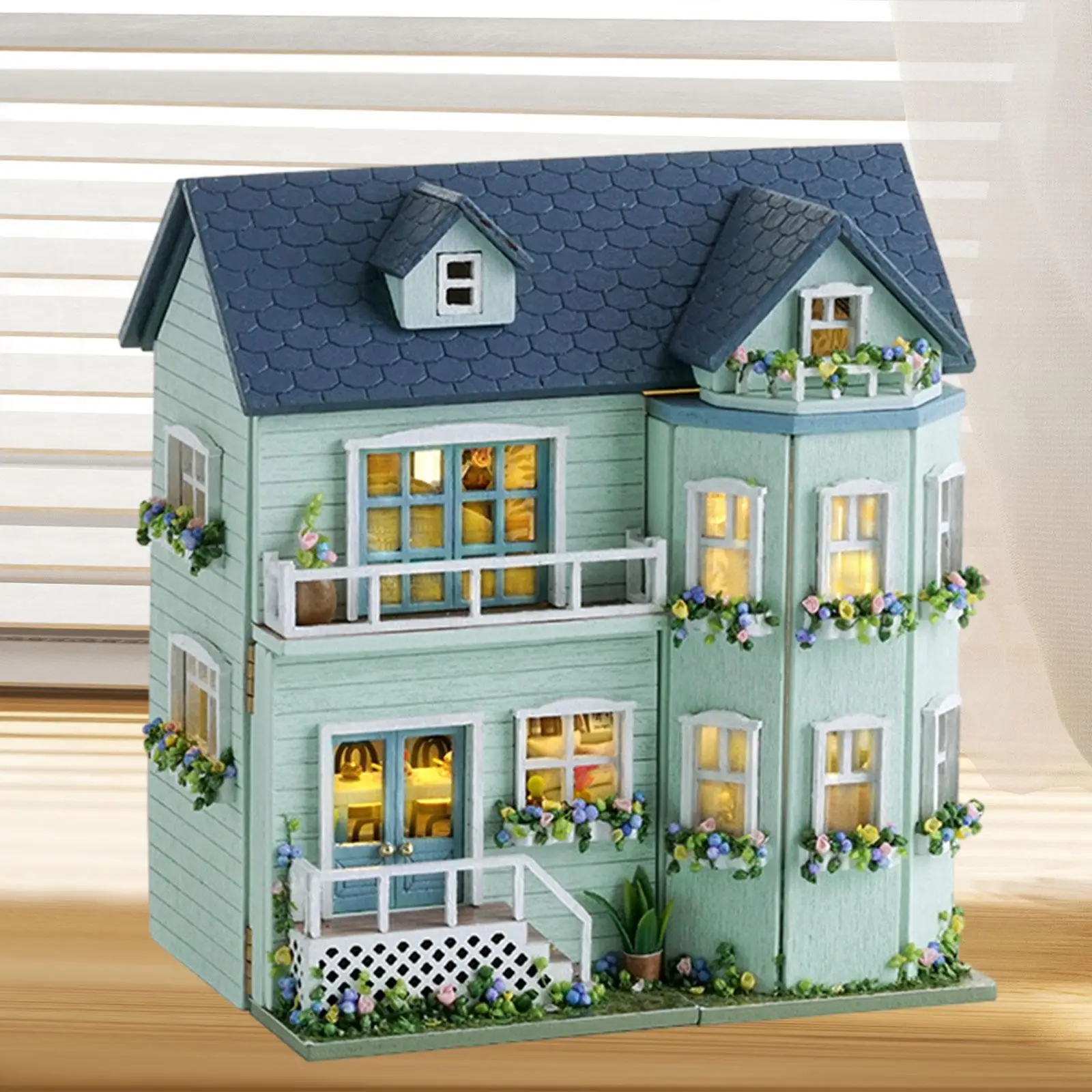 

DIY Doll Houses with Furniture Light Ornaments Dollhouse Miniature with Furniture Kits 3D Wooden Puzzle Valentine's Gift