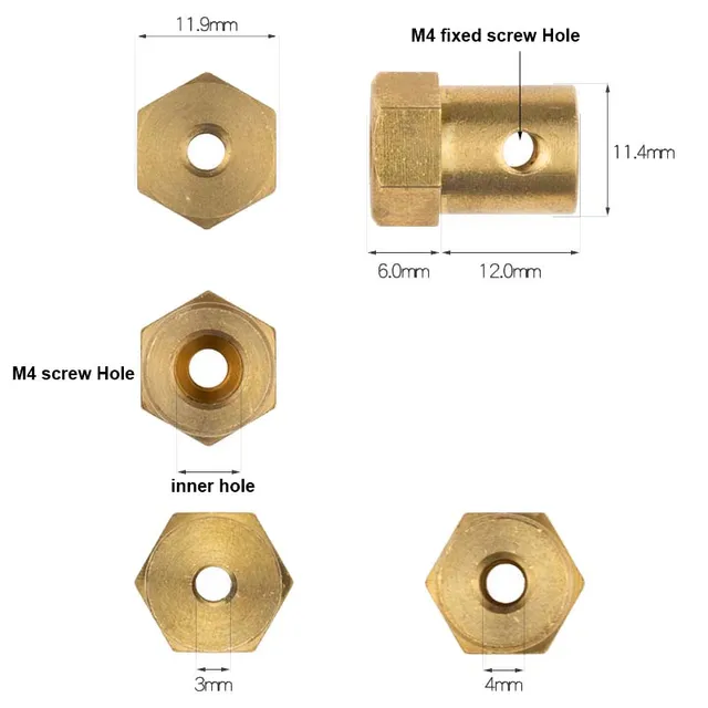 Accoppiamento Albero Motore In Ottone 7mm-6mm | Con Albero In Acciaio 100mm - Per Trasmissioni Meccaniche - Foto 4