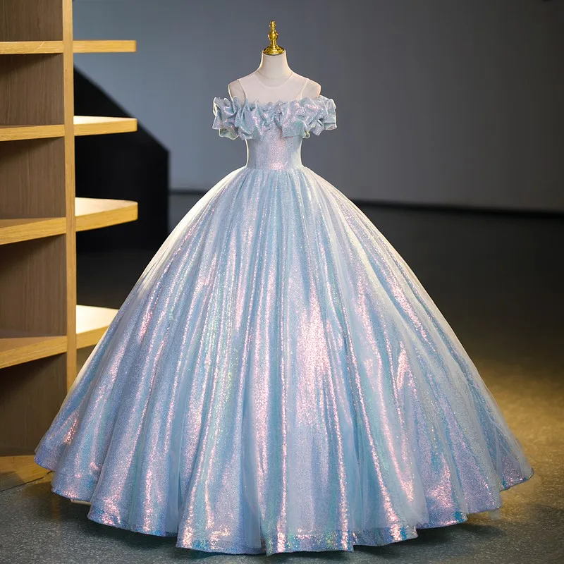 

Luxury Shinny Party Dress Elegant Quinceanera Dress Off Shoulder Ball Gown Sweet Prom Dress Customize Vestidos For Girls