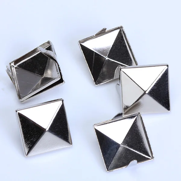 12mm Square Pyramid Studs Punk Rock Spike Studs Leathercraft silver 100pcs