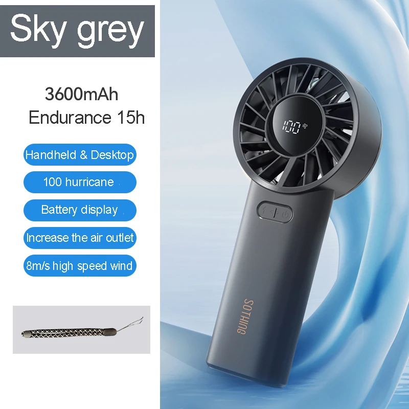 Sothing Mini Handheld Fan 3600mAh USB Rechargeable 100 Speeds Ultra-Quiet Portable Cooling Fan for Outdoor Office Dorm