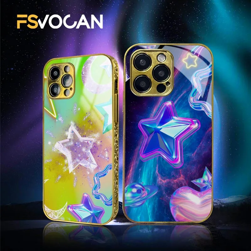 Moon Stars Gold Cover Per Iphone Cloud Girls And Women Back Case Per Iphone 15 14 13 12 11 Pro Max Cute Cartoons