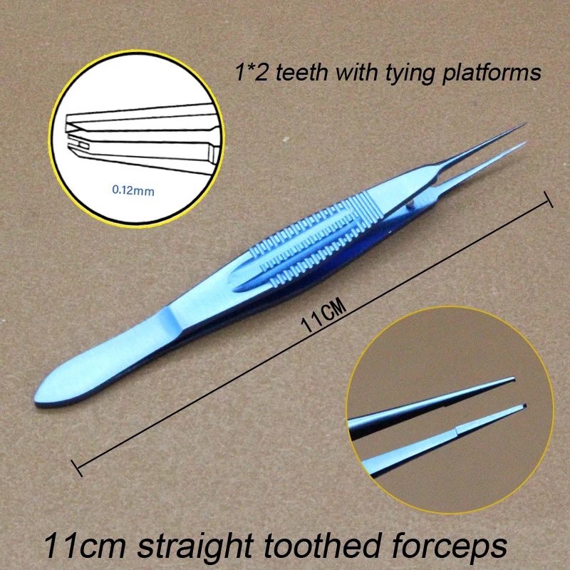 1pcs Ophthalmic Micro tweezers Toothed Forceps Straight Toothless Forceps 110mm Microscopic Eye surgical instruments ophthalmic tool surgical instruments capsulorhexis forceps