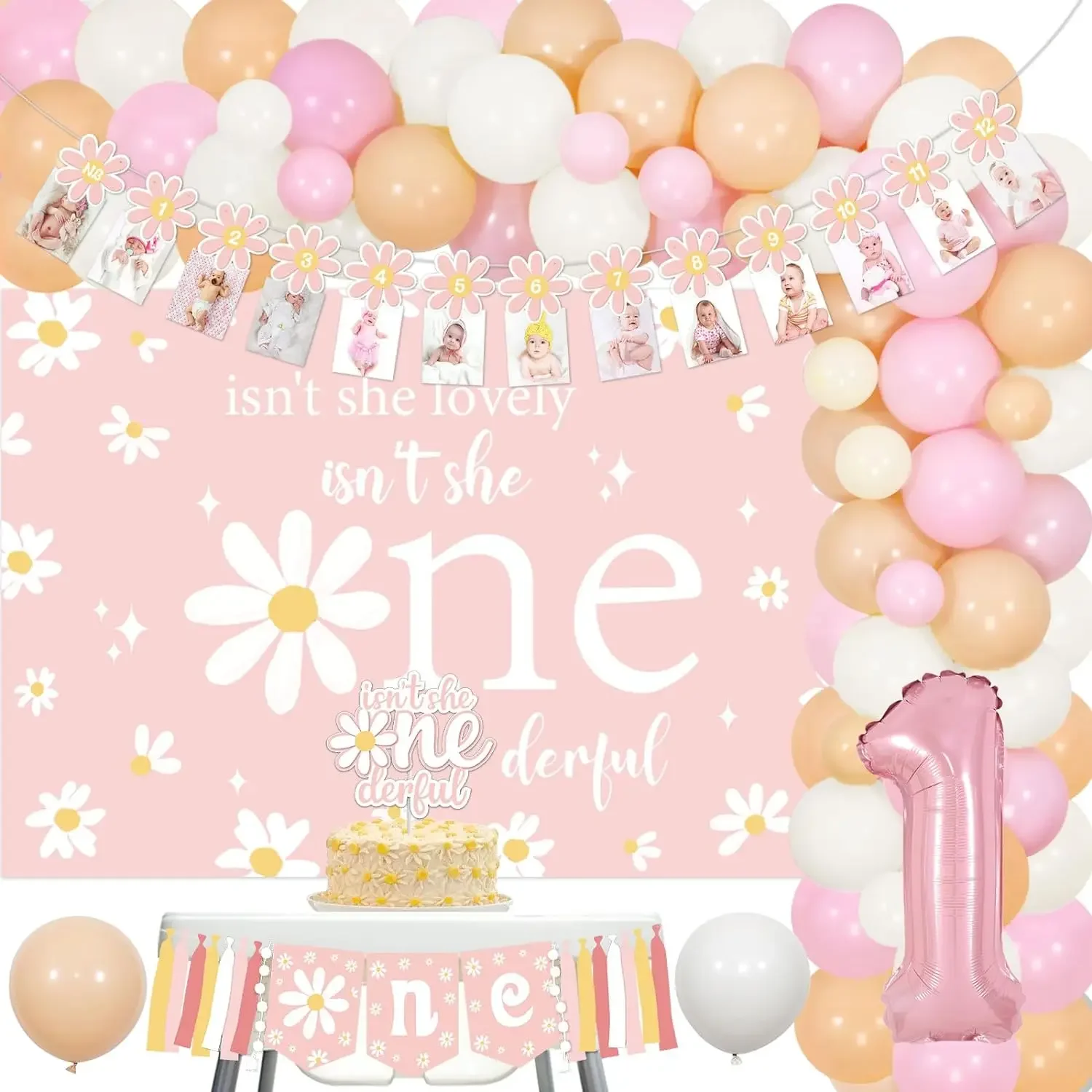 

Daisy 1st Birthday Decor, Backdrop Balloon, Garland Arch, Ki Boho, Hippie, First Baby Day Supplies