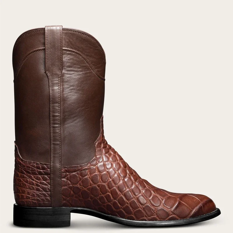 Retro Western Cowboy Boots Men's Shoes Large Size 38-48 Knight Boots New Autumn Winter Men's Boots Lightweight Comfortable