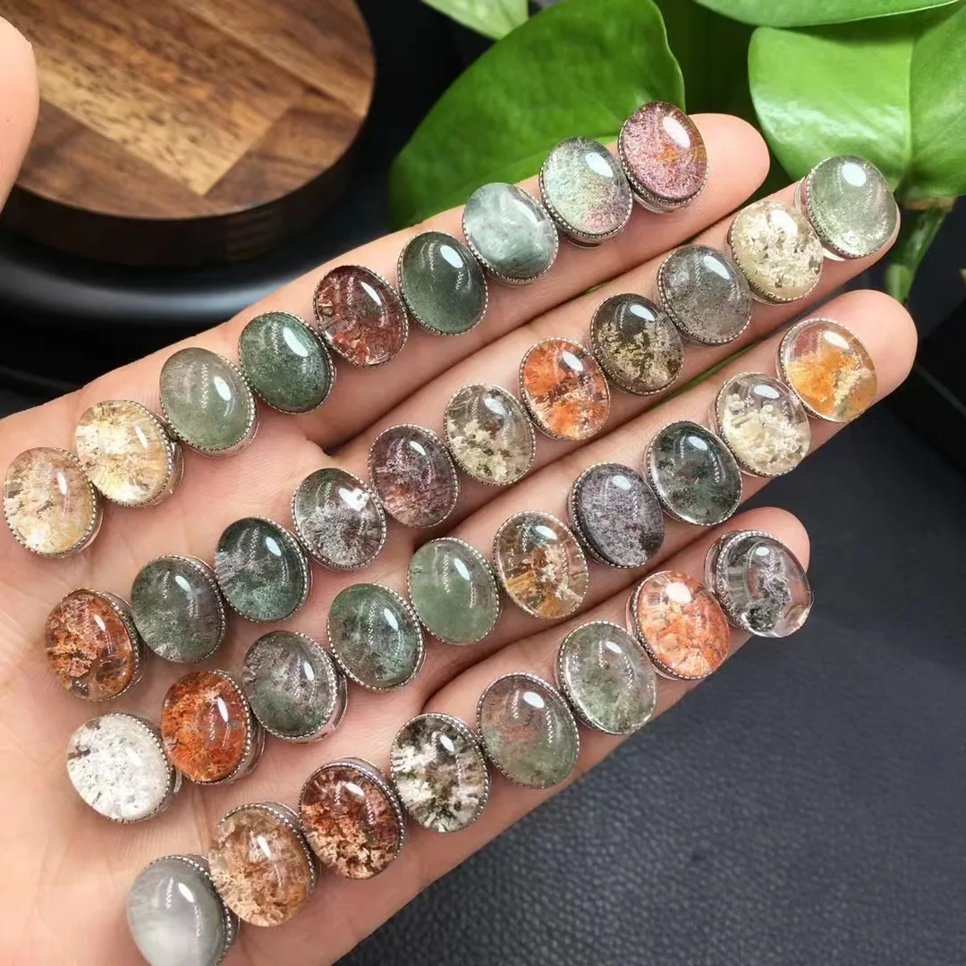 Unità One Piece 925 Silver Con Vendita Popolare Natural Rainbow Phantom Quartz Crystal Healing Magic Box Gioielli Speciali Per Regalo