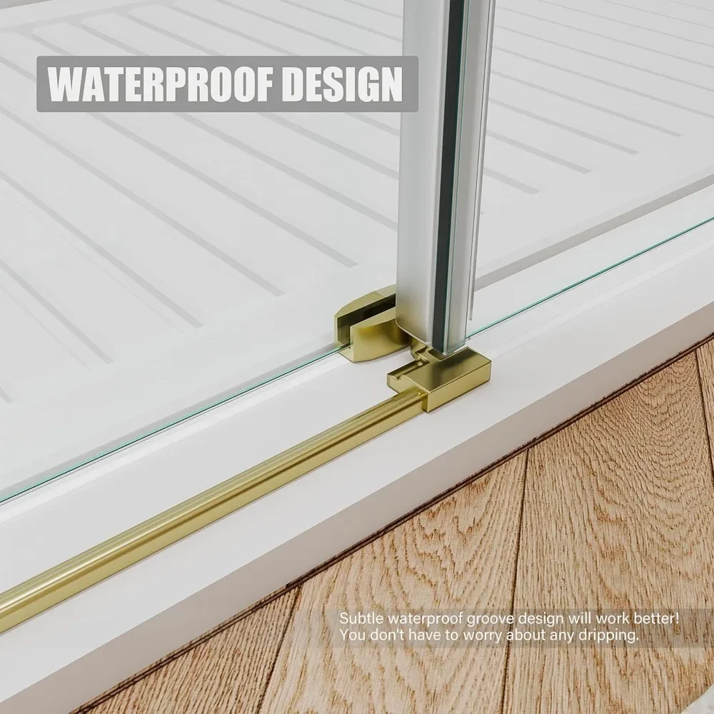 Shower Door 56-60" W × 76" H Glass Shower Door,Frameless Shower Doors with Handle and Seal Strip 2
