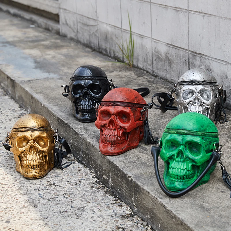 

Women Horrible Skull Bag Funny 3D Skeleton Head Purses and Handbags for Women Single Package Cool Designer Satchel Packages