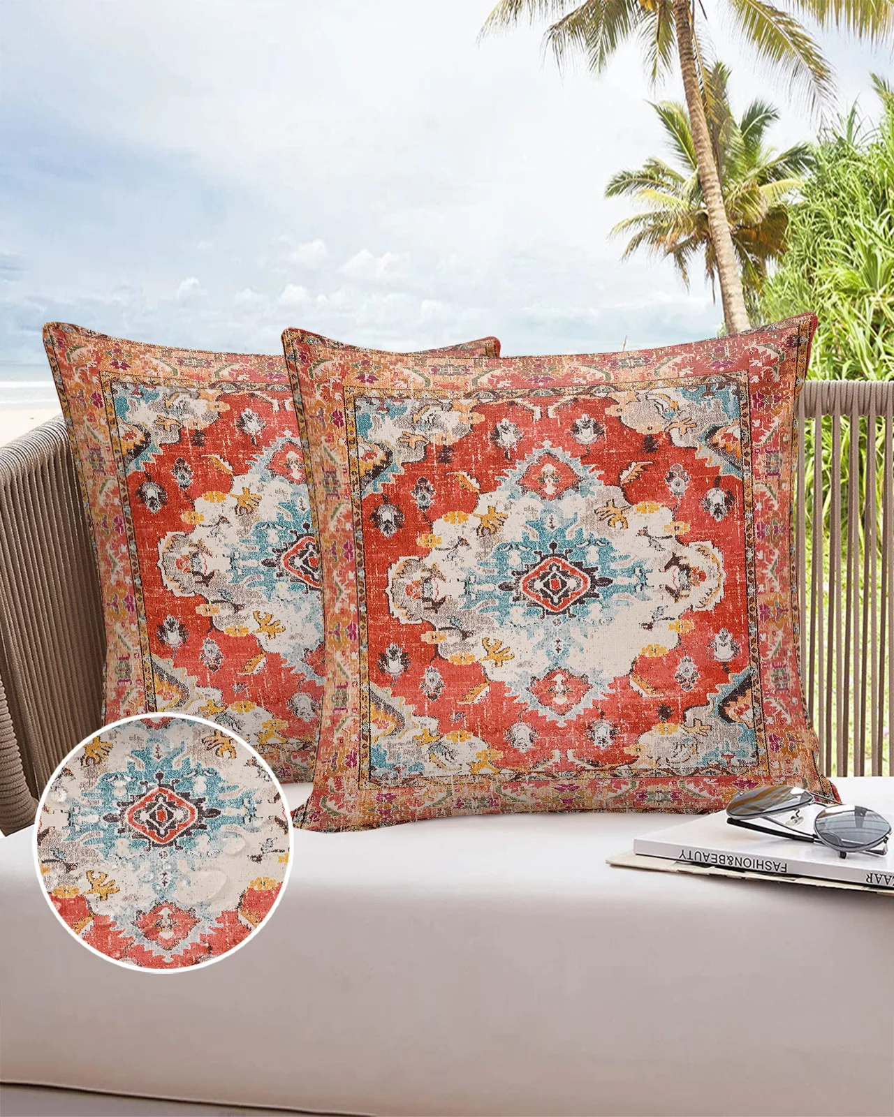 

Vintage Indian Bohemia 2/4PCS Outdoor Garden Pillowcase Waterproof Sofa Pillow Cover Case Garden Patio Cushion Covers Home Decor
