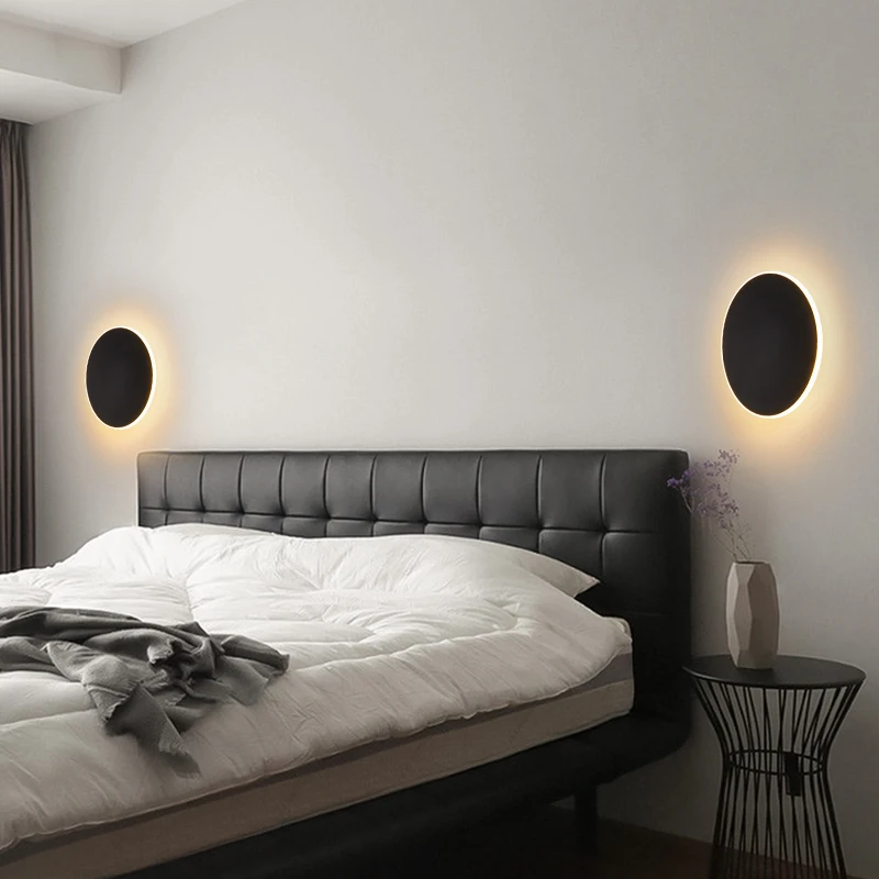 Round Wall Lamp/LED Lighting Touch Switch Porch Sensor/Interior Modern Minimalist Style Bedroom Nightstand Stair Entrance