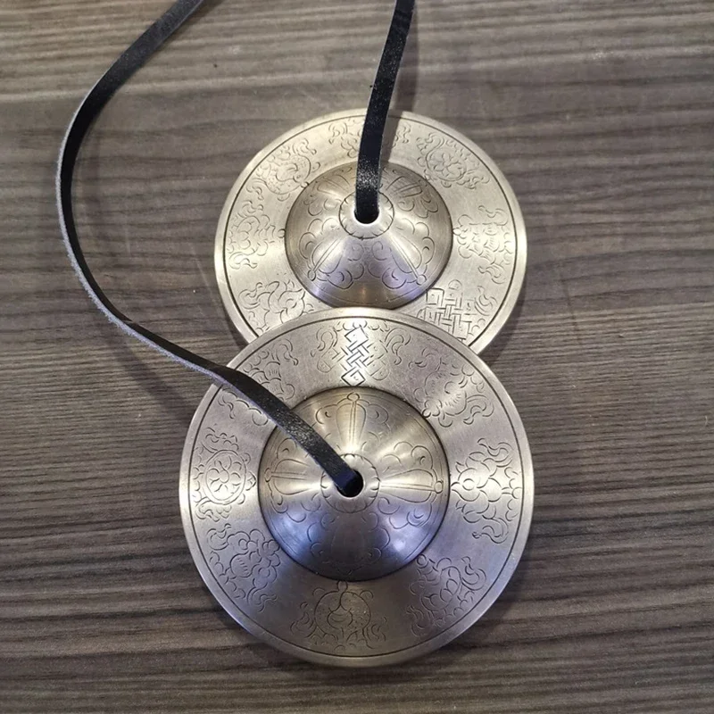 Nepal Brass Tibetan Bell Handmade Large Tingsha Bells Buddhist Cymbal Meditation Bell Buddhist Supplies Orff Music Instruments