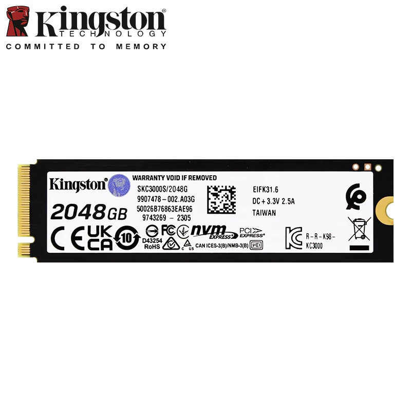 Disque SSD Interne Kingston KC3000 2048 Go Noir - SSD internes