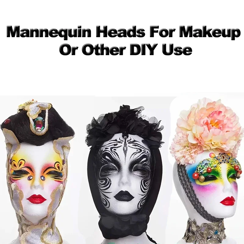Female White Foam Mannequin Head Light Weight Manikin Head Suit For Display Wig Hat Scarves Perfect DIY Makeup Doll Head