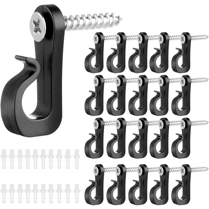 

20Pcs Q Hanger Hooks for String Lights Hanging Plant Cabinet Ceiling Hook with Screw Wall Mount Holder Home Outdoor Supplies