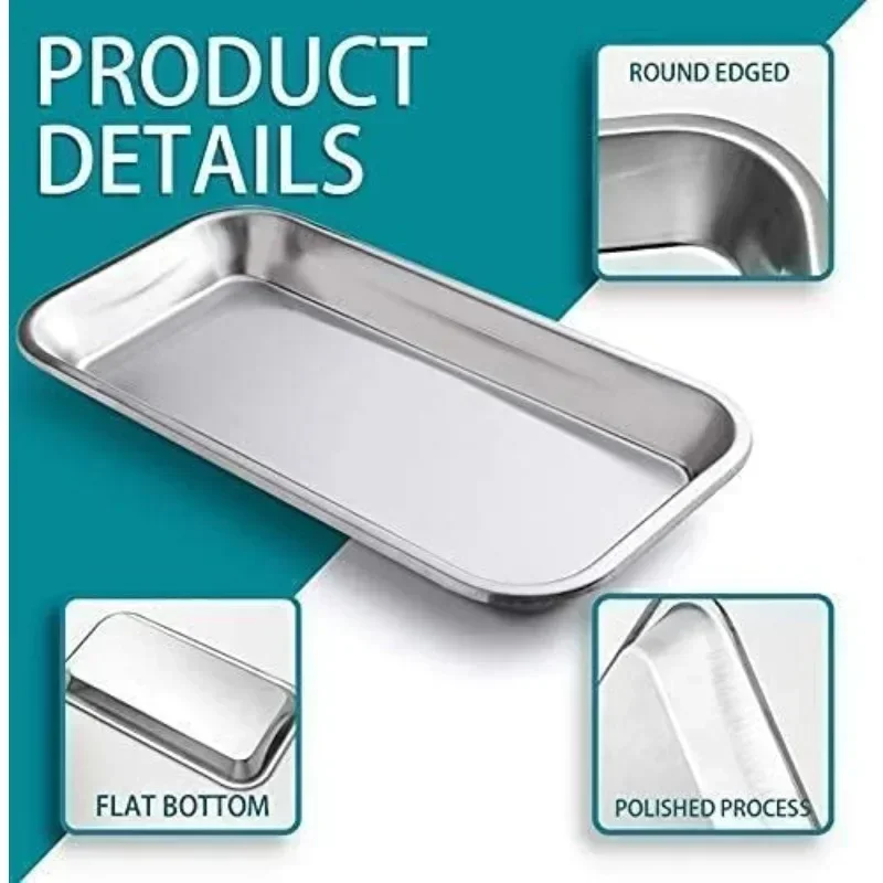 Surgical Tray, Stainless Steel Tray for Lab Instrument Supplies, Tattoo Tool, Necklaces, Perfume, Hair Brushes, Jewelry 2