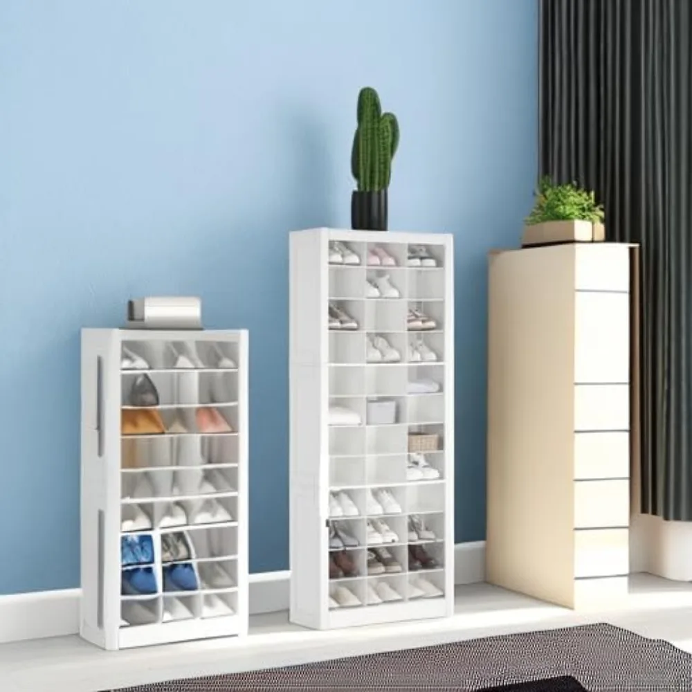 shoe storage cabinet, 36 pairs free standing closet organizer, 8.8 inch widened cell wood shoe organizer, 12 tiers vertical spac