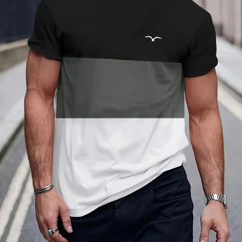 2024 Casual Striped T Shirt For Mens Short Sleeve Tops Oversized T-Shirts O-Neck Pullover Street Men's Shirts Tee Summer Apparel