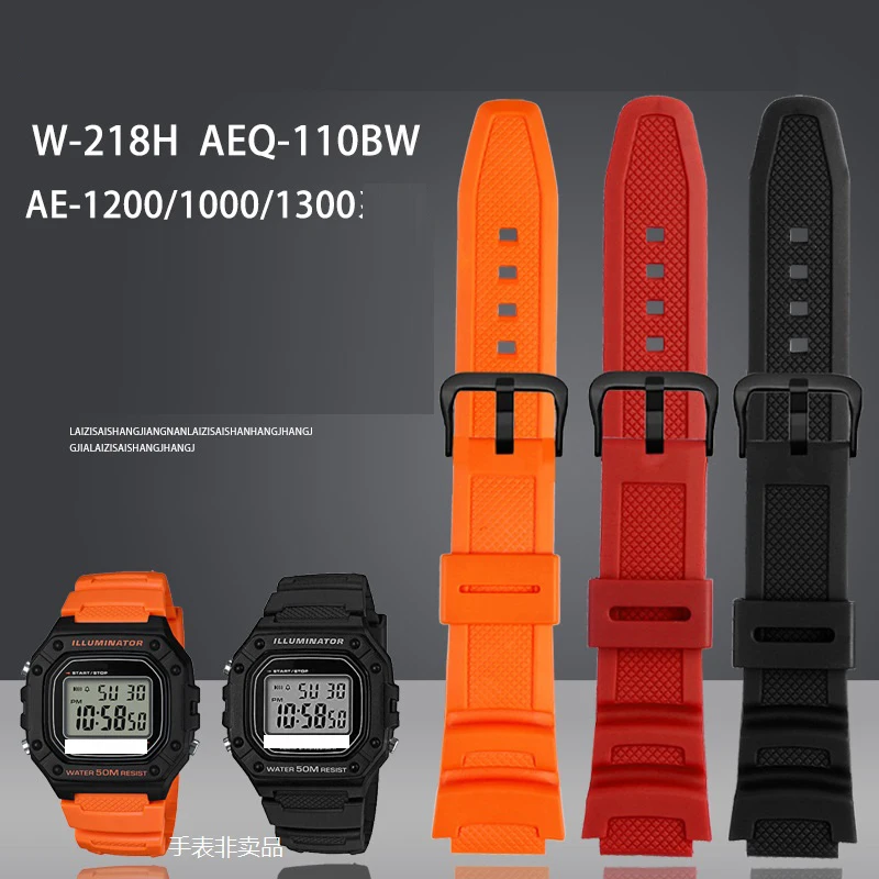 Cinturino in gomma per Casio AQ-S810W/S800W AE-1000W SGW-400H/300H/500H W-735H cinturino in Silicone nero con fibbia ad ardiglione  1511