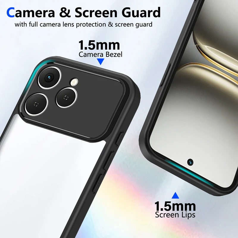 Transparent Silicone Shockproof Clear Phone Case with PC Back and TPU Bumper
