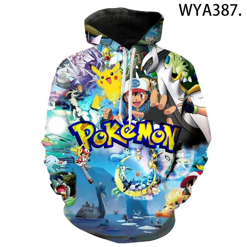 

Pokemon Kids Costume Top Boys Sweatshirt Cartoon Print Pikachu Hoodie Funny Move Long Sleeved Jumper Suitable for Children