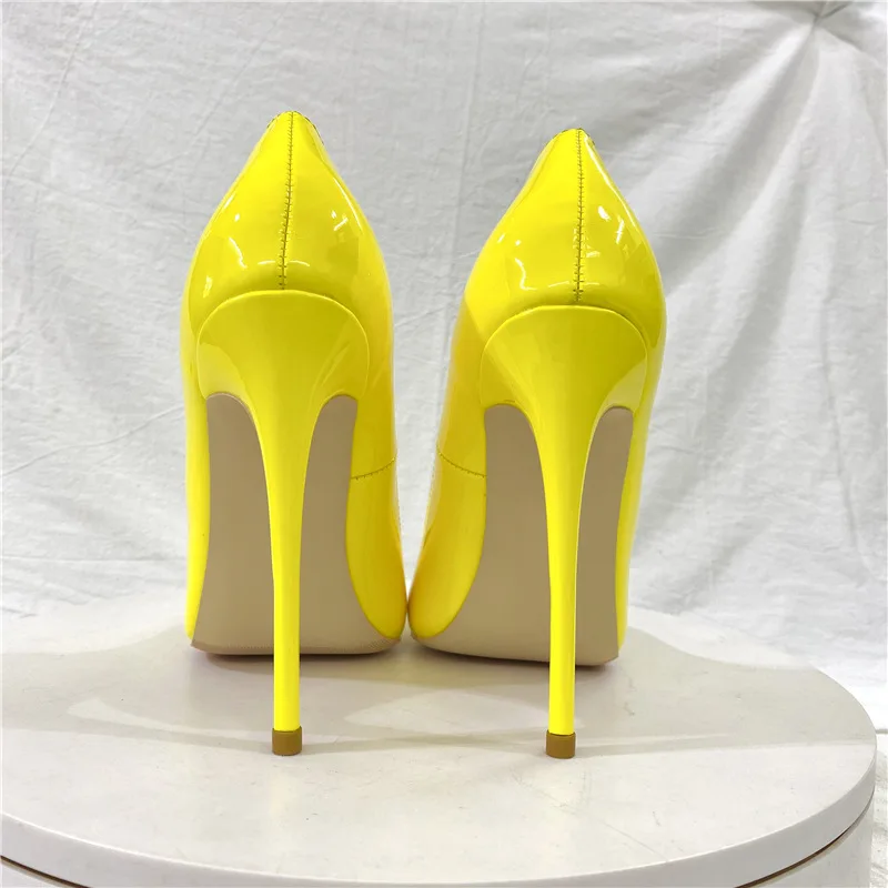 Sexy Pointed Toe 12CM Extreme High Heels Women's Sandals Party Wedding Banquet Stiletto Shoes Fashion Shallow Pumps yellow