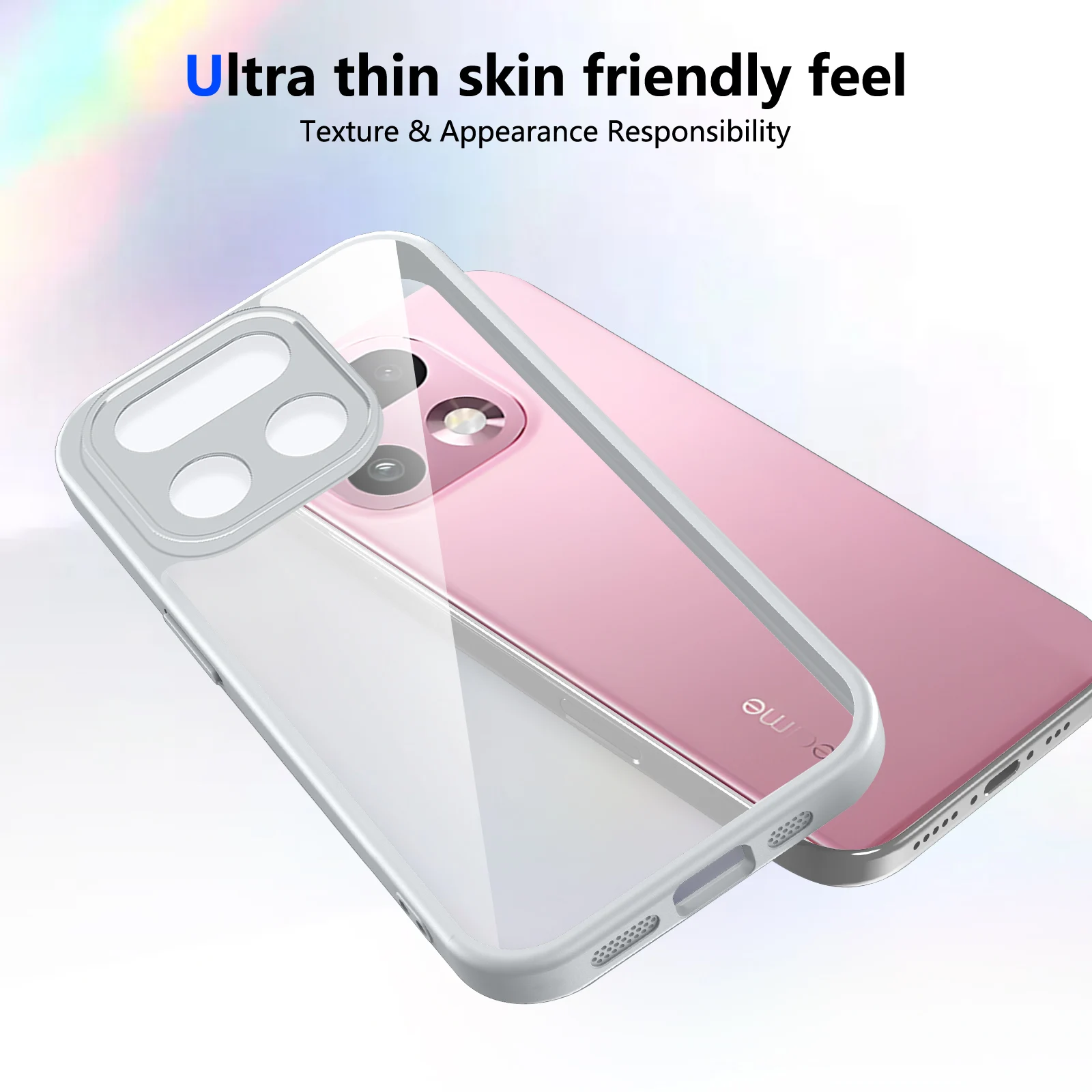 Enhanced Shockproof Silicone Bumper Clear Matte Back Cover