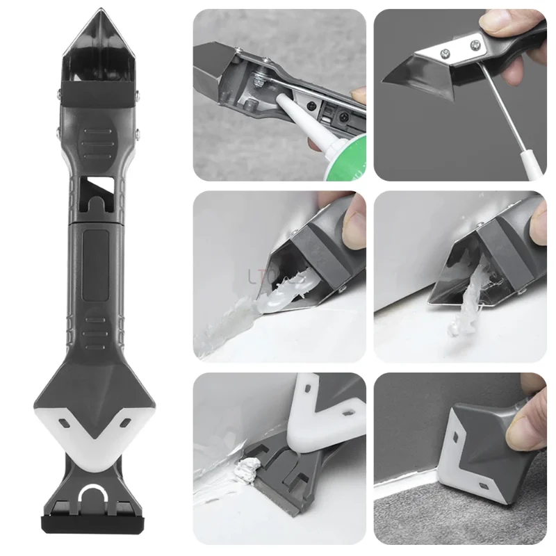 Glass Glue Scraper Metal Cutting Head 5-in-1 Double-end Plastic Drawing Strickle Tile Sealant Removal Coner Caulking Hand Tool multifunctioal cpu removal scalpel knife glue remover pry knife with blade set motherboard bga chip glue cleaning scraper