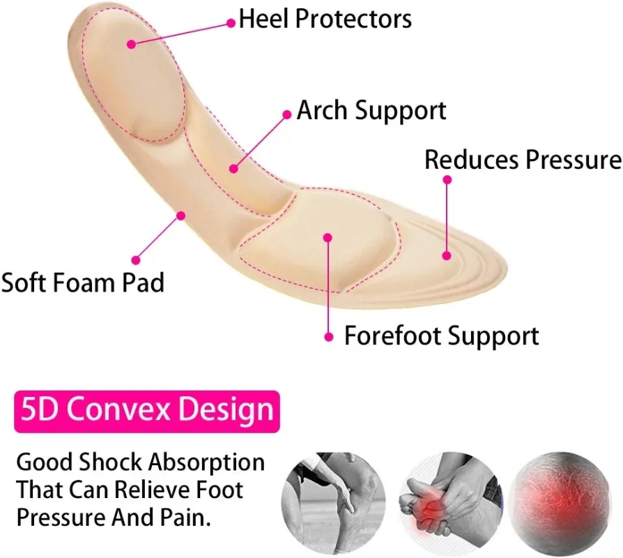 5D Massage Memory Foam Insoles for Women Men Shoes Sole Breathable